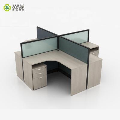 China (Height) Customized Modern Desk 4 Places Desk Workstations 1500mm Adjustable Office Glass for sale