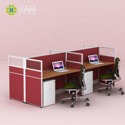 China Convertible modern escritorio office desks 4 compartments coworking cluster workstation with chairs for sale