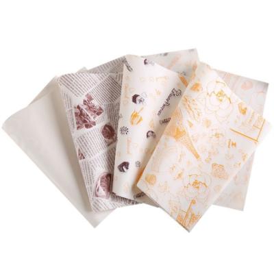 China New Hot Design Waterproof CMYK Printing Greaseproof Burger Food Oil Proof Wrapping Paper for sale