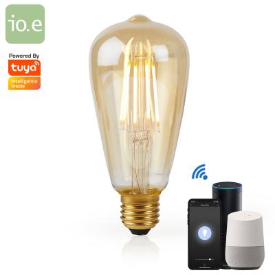 China WiFi Filament Residential Smart Bulb ST64 Vintage Decorative Indoor Light Tuya Alexa Google Home for sale