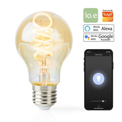 China Tuya Residential Filament Light Bulb Adjustable CCT Alexa Google Home Voice Control Smart Decorative Light A60 E27 for sale