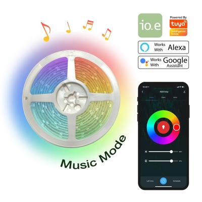 China Wifi Smart Wi-Fi LED Music Strip Light 3m IP65 24W Waterproof 100-240V RGB Dimmable Tuya Smart Works with Alexa and Google Assistant for sale