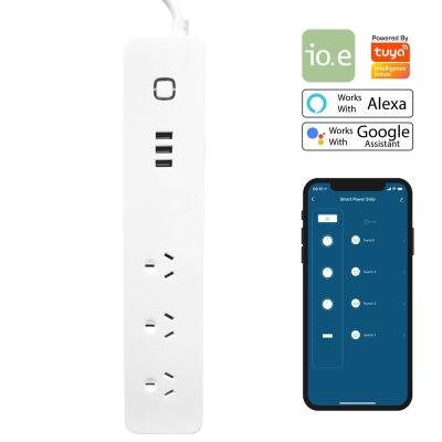 China Tuya Smart Wi-Fi function10A 2400W 100-240V AU Power Strip APP Control Electricity Meter works with Alexa and Google Assistant for sale