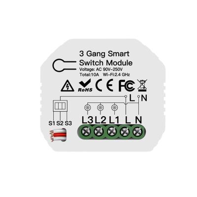 China Tuya Smart WiFi Switch Module 3 Band 10A 90-250V Tuya Smart Works with Alexa and Google Assistant for sale