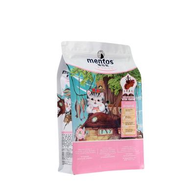 China Soft Packaging Square Bottom Dog Cat Food Moisture Proof Custom Printed Stand Up Pouch Aluminum Foil Flat Bottom Pet Food Packaging Bag for sale