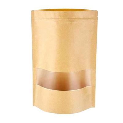 China Moisture Proof Sealable Zip Lock Stand Up Kraft Pouch With Notch And Tear Matte Window Food Storage Bag for sale