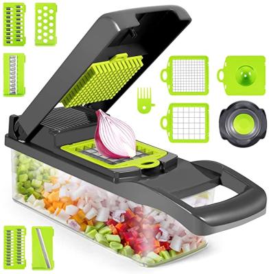 China Top Selling Viable 12 in 1 Manual Vegetable Mandoline Vegetable Food Cleaver Slicer Cutter Online for sale