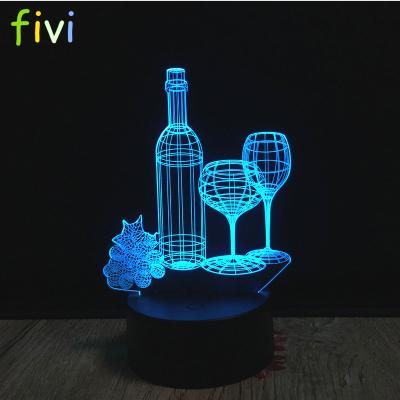 China Minimalist Warm Decoration 7 Color Wine Bar LED Lamp 3D RGB Changing Wine Sales Table Lamp for sale