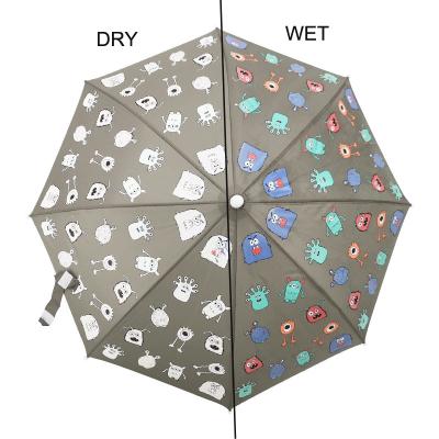 China 17inch 8panels traditional stick kids umbrella with magic print and monster designs for sale