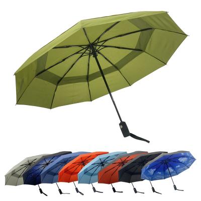 China Windproof Minimalist Shatterproof Vents And Automatic Compact Size Multi Colors Travel 3 Times Rainproof Umbrella for sale