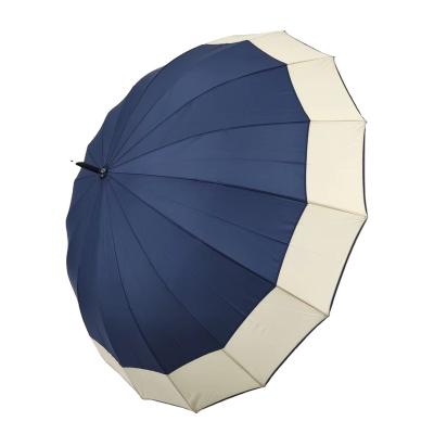 China Adults Windproof Logo Print Simple Minimalist China Fujian Umbrella Fashion Deep Blue Fiberglass Golf Umbrella for sale