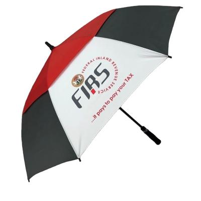 China Large Size Double Layer CLASSIC Outdoor Windproof Promotion Custom Printing Umbrella Golf Umbrella for sale