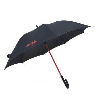 China Red Fiberglass Ribs Promotion Custom Logo Minimalist Automatic Open Straight Umbrella With Own Design for sale