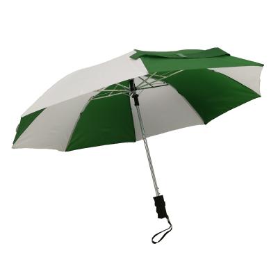 China Waterproof 23 inch 8 fold auto open green and white ribs splice color 2 fold umbrella for sale for sale