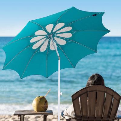 China Modern Leisure Ways Custom Design Printed Beach Parasol Umbrella Outdoor Furniture Shelter Umbrella Stand Cover Tent Large Parasol for sale