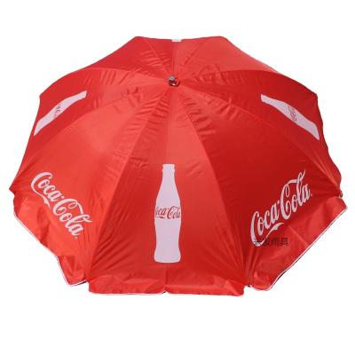 China 2021 Coastal Outdoor Advertising Cheap Custom Red Sun Beach Umbrella With Logo Print for sale