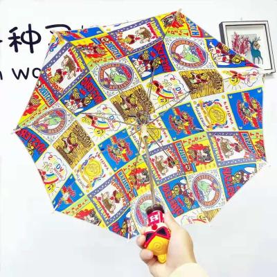 China Novelty Age 3-10 Custom Fashion Cardboard Handle Digital Printing Kids Children Rain Colorful Umbrella for sale