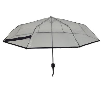 China Manual Eclectic Open Transparent Umbrella Three Fold Umbrella for sale