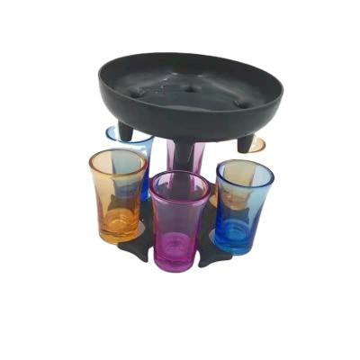 China Wine Dispender Part Pour Beverage Plastic Liquid 6 Shot Glasses Dispenser and Holder Wine Dispenser for sale