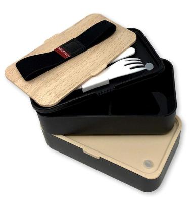 China New Design Microwavable and Improved Bamboo Eco Friendly BPA Free Bento Food Box Black Design for sale