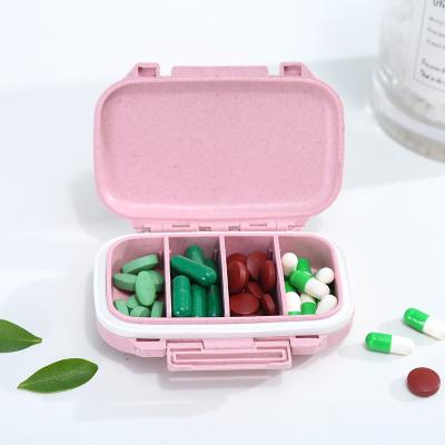 China Four-compartment Sealed Plastic Mini Portable Medicine Box for sale