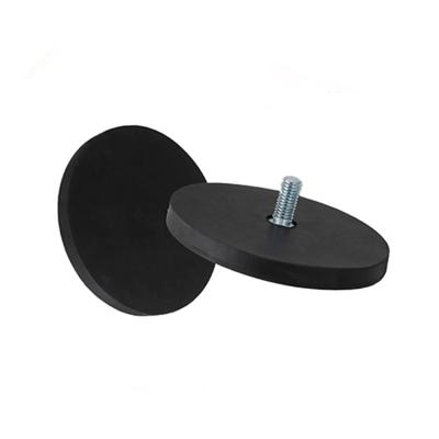 China Customized Permanent Strong Neodymium Rubber Coated Black Rubber Pot Magnet Customized With Screw for sale