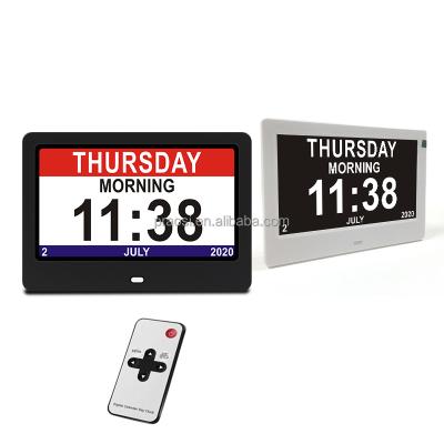 China Popular Radio Pros Dementia Smart Clock 7 Inch Digital Calendar Day Clock For Older Seniors Alarm Clock for sale