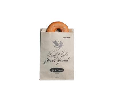 China Biodegradable Custom Bread Bag Food Grade Oil Proof Kraft Paper Bag Headed Bottom for sale