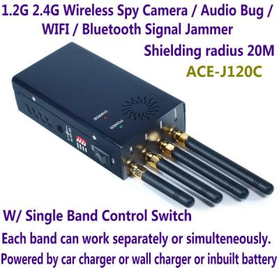 China do construtor audio sem fio do jammer do sinal de WIFI Bluetooth do erro da câmera do espião de 1.2G 2.4G único interruptor à venda