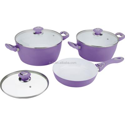 China Induction cooking pots and pan dsessini colored custom non-stick hot product sustainable cookware set for sale