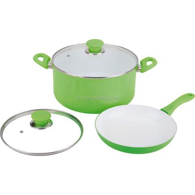 China Rechael Ray Green Color Sustainable Appliances Pressed Nonstick Stainless Steel Non Stick Nonstick Cookware Sets for sale