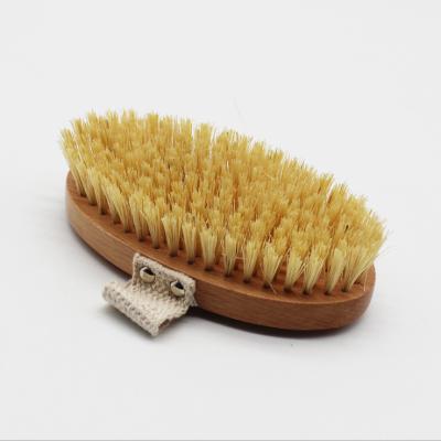 China EXFOLIATE Beach Wooden Dry Skin Body Brush High Quality Boar Stiffens Bath Brush for sale