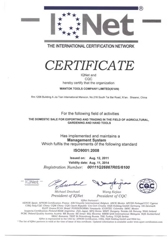 ISO9001 - Xian WANTOK Hardware Tools Co. LTD