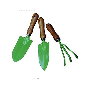 China Essentiële tuingereedschapsset 3pcs houten handgreep mini-schaaf/raak/spade voor bloemplanten Te koop