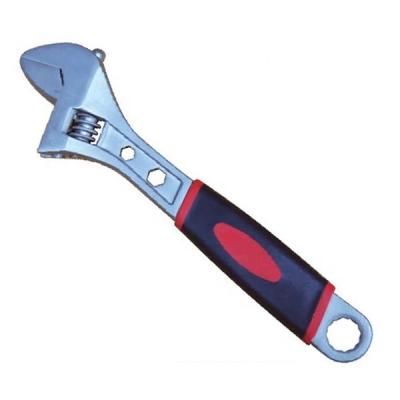 China DIY Grade CS/CRV Full Polish Adjustable Wrench with Hexagonal Hole and PVC Handle for sale