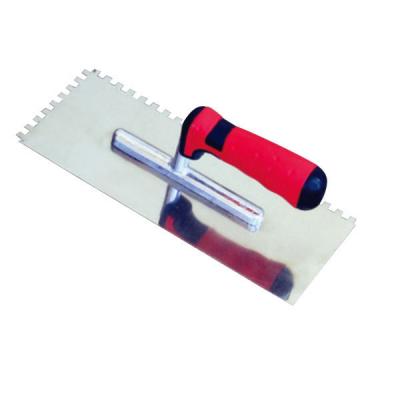 China Carbon Steel Stainless Steel Blade Plastering Trowel with Teeth and Rubber Handle for sale