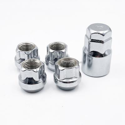 China 4pcs M12*1.25 Open End Steel Wheel Lock Nut With Socket Wrench 22mm Length for sale