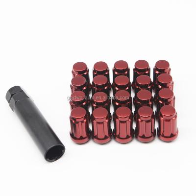 China TUNER 12X1.25 RED RACING SPLINE WHEEL LUG NUTS +KEY FOR NISSAN 35mm for sale