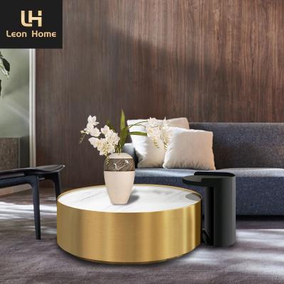 China Black Marble Top Hot sale living room center table set white marble with gold stainless steel modern luxury coffee tables for home for sale