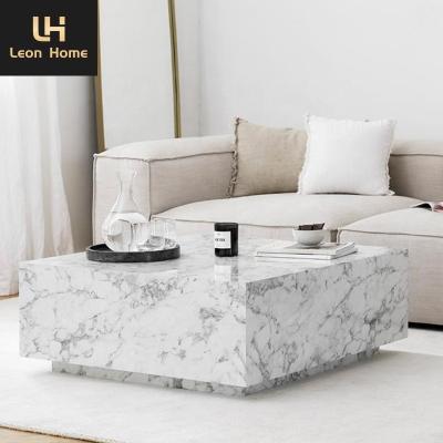 China Black Marble Top Modern design simple elegant living room table square center table white marble coffee table for sale