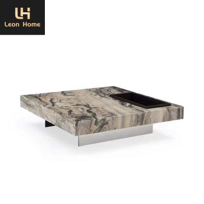 China Black Marble Top Hot sale latest Italian design natural marble center table square coffee tables set modern marble coffee table for sale