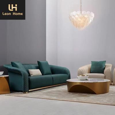 China High Quality Latest Designs Luxury Velvet Fabric Couch Home Sofa Sets Green Sofa Living Room Furniture Set for sale