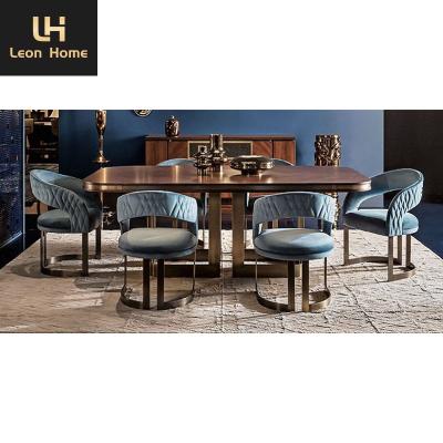 China High Quality Elegant dining room furniture natural marble 6 seater dining table set luxury wooden dining room sets for sale