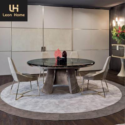 China High Quality New Luxury Villa 4 Seat Set Black Marble Round Dining Table Restaurant Furniture Dining Ttables Set for sale