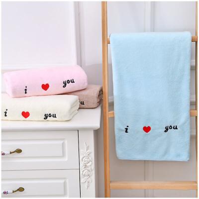 China Dark Blue QUICK DRY 290g Microfiber Cheap Embroidery Bath Towel for sale