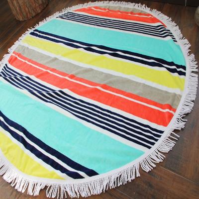 China QUICK DRY Custom Velvet Printed Tassel 100% Cotton BeachTowel for sale