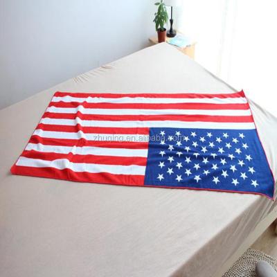 China QUICK DRY High Quality Shower Towel Sublimation Printing USA Flag Quick Dry Beach Towel for sale