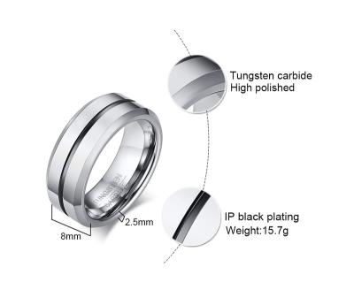 China TRENDY Classic Really Glow Carbide Rose Gold And Black Ring Tungsten Rings For Men for sale