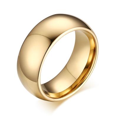 China Custom CLASSIC High Quality 8mm Gold Plated Stainless Steel Mens Couples Wedding Rings For Engagement Rings for sale