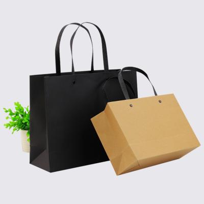 China Custom good quality promotional paper bag black famous brand paper bag recyclable, wholesale paper shopping bag for garment for sale